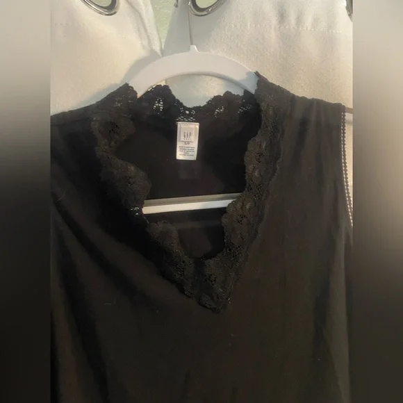 GAP Black Lace Trim Long Sleeve & sleeveless top small petite - Picture 3 of 6